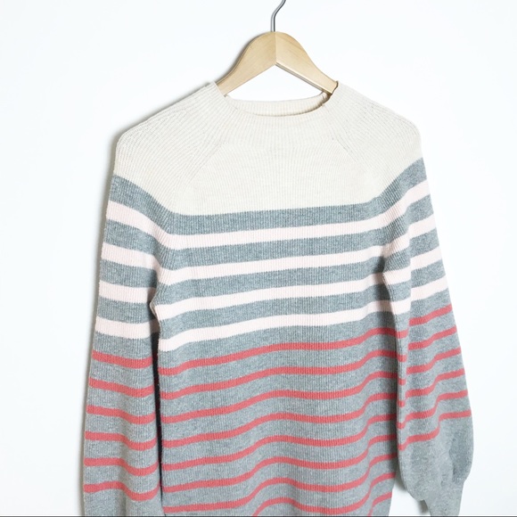 LOFT Striped Mock Neck Oversized Sweater - Picture 2 of 7